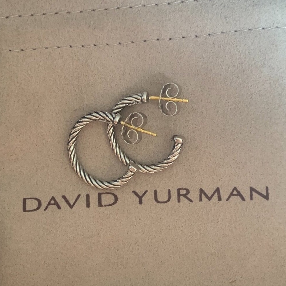 David Yurman Twisted Silver and Gold Earrings